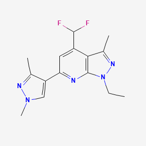 molecular formula C15H17F2N5 B4710826 4-(difluoromethyl)-6-(1,3-dimethyl-1H-pyrazol-4-yl)-1-ethyl-3-methyl-1H-pyrazolo[3,4-b]pyridine 