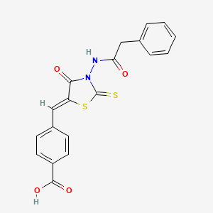 molecular formula C19H14N2O4S2 B4710846 4-({4-oxo-3-[(phenylacetyl)amino]-2-thioxo-1,3-thiazolidin-5-ylidene}methyl)benzoic acid 