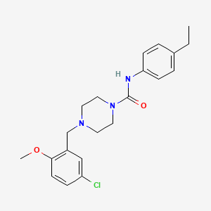 molecular formula C21H26ClN3O2 B4710863 4-[(5-chloro-2-methoxyphenyl)methyl]-N-(4-ethylphenyl)piperazine-1-carboxamide 