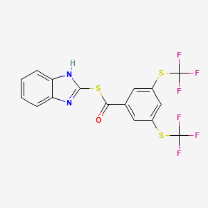 molecular formula C16H8F6N2OS3 B4710898 S-(1H-benzimidazol-2-yl) 3,5-bis(trifluoromethylsulfanyl)benzenecarbothioate 