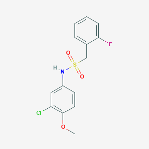 molecular formula C14H13ClFNO3S B4710912 N-(3-chloro-4-methoxyphenyl)-1-(2-fluorophenyl)methanesulfonamide 