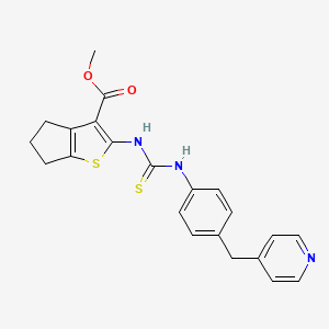 molecular formula C22H21N3O2S2 B4710997 methyl 2-[({[4-(4-pyridinylmethyl)phenyl]amino}carbonothioyl)amino]-5,6-dihydro-4H-cyclopenta[b]thiophene-3-carboxylate 