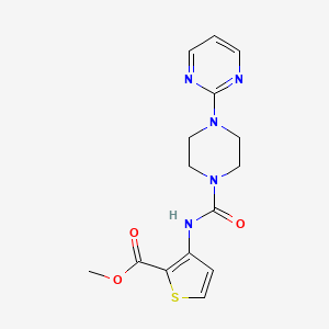 molecular formula C15H17N5O3S B4711006 methyl 3-({[4-(2-pyrimidinyl)-1-piperazinyl]carbonyl}amino)-2-thiophenecarboxylate 