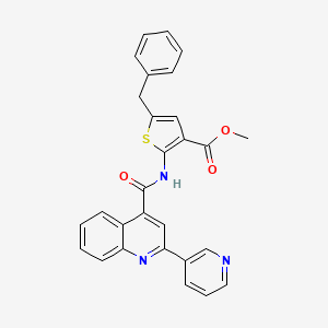 molecular formula C28H21N3O3S B4711016 methyl 5-benzyl-2-({[2-(3-pyridinyl)-4-quinolinyl]carbonyl}amino)-3-thiophenecarboxylate 