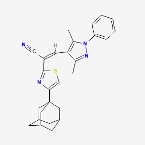 molecular formula C27H28N4S B4711050 2-[4-(1-adamantyl)-1,3-thiazol-2-yl]-3-(3,5-dimethyl-1-phenyl-1H-pyrazol-4-yl)acrylonitrile 