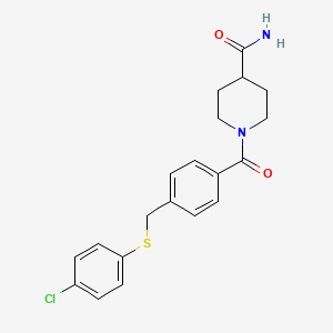 molecular formula C20H21ClN2O2S B4711062 1-(4-{[(4-chlorophenyl)thio]methyl}benzoyl)-4-piperidinecarboxamide 