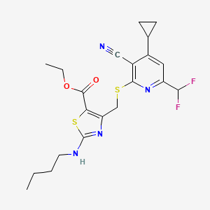 ETHYL 2-(BUTYLAMINO)-4-({[3-CYANO-4-CYCLOPROPYL-6-(DIFLUOROMETHYL)-2-PYRIDYL]SULFANYL}METHYL)-1,3-THIAZOLE-5-CARBOXYLATE