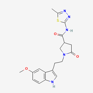 molecular formula C19H21N5O3S B4711097 1-[2-(5-methoxy-1H-indol-3-yl)ethyl]-N-(5-methyl-1,3,4-thiadiazol-2-yl)-5-oxopyrrolidine-3-carboxamide 