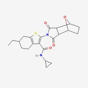 molecular formula C22H26N2O4S B4711140 N-cyclopropyl-2-(1,3-dioxooctahydro-2H-4,7-epoxyisoindol-2-yl)-6-ethyl-4,5,6,7-tetrahydro-1-benzothiophene-3-carboxamide 