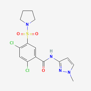 molecular formula C15H16Cl2N4O3S B4711196 2,4-dichloro-N-(1-methyl-1H-pyrazol-3-yl)-5-(1-pyrrolidinylsulfonyl)benzamide 