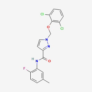 molecular formula C18H14Cl2FN3O2 B4711244 1-[(2,6-DICHLOROPHENOXY)METHYL]-N~3~-(2-FLUORO-5-METHYLPHENYL)-1H-PYRAZOLE-3-CARBOXAMIDE 