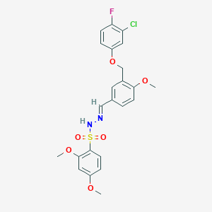 molecular formula C23H22ClFN2O6S B4711265 N'-{3-[(3-chloro-4-fluorophenoxy)methyl]-4-methoxybenzylidene}-2,4-dimethoxybenzenesulfonohydrazide 