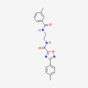 molecular formula C20H20N4O3 B4711315 N-{2-[(3-methylbenzoyl)amino]ethyl}-3-(4-methylphenyl)-1,2,4-oxadiazole-5-carboxamide 