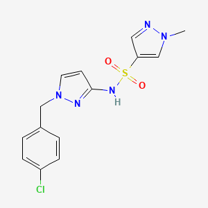 molecular formula C14H14ClN5O2S B4711319 N-[1-(4-chlorobenzyl)-1H-pyrazol-3-yl]-1-methyl-1H-pyrazole-4-sulfonamide 