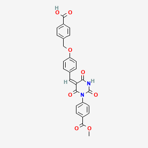 4-[(4-{[1-[4-(methoxycarbonyl)phenyl]-2,4,6-trioxotetrahydro-5(2H)-pyrimidinylidene]methyl}phenoxy)methyl]benzoic acid