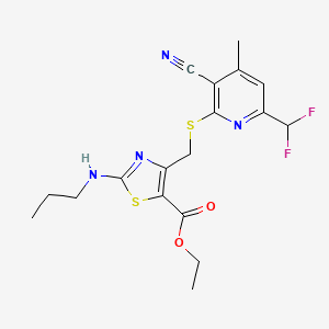 ETHYL 4-({[3-CYANO-6-(DIFLUOROMETHYL)-4-METHYL-2-PYRIDYL]SULFANYL}METHYL)-2-(PROPYLAMINO)-1,3-THIAZOLE-5-CARBOXYLATE