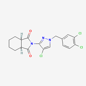 molecular formula C18H16Cl3N3O2 B4711467 (3aR,7aS)-2-[4-chloro-1-(3,4-dichlorobenzyl)-1H-pyrazol-3-yl]hexahydro-1H-isoindole-1,3(2H)-dione 