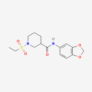 molecular formula C15H20N2O5S B4711481 N-1,3-benzodioxol-5-yl-1-(ethylsulfonyl)-3-piperidinecarboxamide 