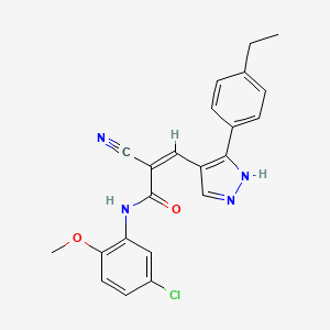 molecular formula C22H19ClN4O2 B4711495 N-(5-chloro-2-methoxyphenyl)-2-cyano-3-[3-(4-ethylphenyl)-1H-pyrazol-4-yl]acrylamide 