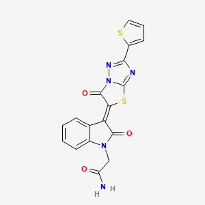 2-{2-OXO-3-[(5Z)-6-OXO-2-(THIOPHEN-2-YL)-5H,6H-[1,2,4]TRIAZOLO[3,2-B][1,3]THIAZOL-5-YLIDENE]-2,3-DIHYDRO-1H-INDOL-1-YL}ACETAMIDE