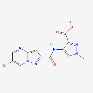 molecular formula C12H9BrN6O3 B4711573 4-{[(6-bromopyrazolo[1,5-a]pyrimidin-2-yl)carbonyl]amino}-1-methyl-1H-pyrazole-3-carboxylic acid 