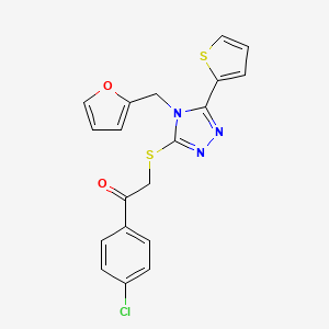 molecular formula C19H14ClN3O2S2 B4711659 1-(4-chlorophenyl)-2-{[4-(2-furylmethyl)-5-(2-thienyl)-4H-1,2,4-triazol-3-yl]thio}ethanone 