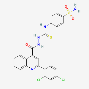 molecular formula C23H17Cl2N5O3S2 B4711699 N-[4-(aminosulfonyl)phenyl]-2-{[2-(2,4-dichlorophenyl)-4-quinolinyl]carbonyl}hydrazinecarbothioamide 