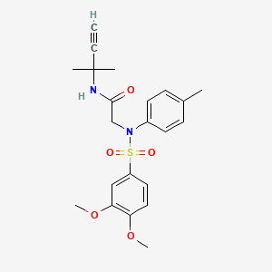 molecular formula C22H26N2O5S B4711701 N~2~-[(3,4-dimethoxyphenyl)sulfonyl]-N~1~-(1,1-dimethyl-2-propyn-1-yl)-N~2~-(4-methylphenyl)glycinamide 