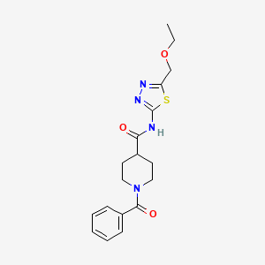 molecular formula C18H22N4O3S B4711836 1-benzoyl-N-[5-(ethoxymethyl)-1,3,4-thiadiazol-2-yl]-4-piperidinecarboxamide 