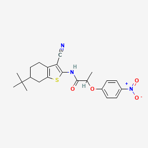 molecular formula C22H25N3O4S B4711894 N-(6-tert-butyl-3-cyano-4,5,6,7-tetrahydro-1-benzothien-2-yl)-2-(4-nitrophenoxy)propanamide 