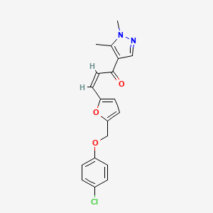 3-{5-[(4-chlorophenoxy)methyl]-2-furyl}-1-(1,5-dimethyl-1H-pyrazol-4-yl)-2-propen-1-one