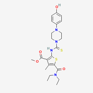 molecular formula C23H30N4O4S2 B4711939 methyl 5-[(diethylamino)carbonyl]-2-({[4-(4-hydroxyphenyl)-1-piperazinyl]carbonothioyl}amino)-4-methyl-3-thiophenecarboxylate 