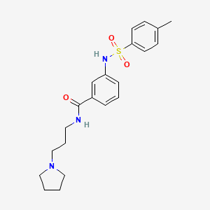 molecular formula C21H27N3O3S B4711985 3-{[(4-methylphenyl)sulfonyl]amino}-N-[3-(1-pyrrolidinyl)propyl]benzamide 