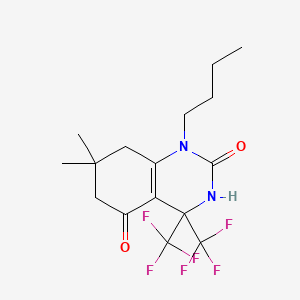 molecular formula C16H20F6N2O2 B4711990 1-butyl-7,7-dimethyl-4,4-bis(trifluoromethyl)-4,6,7,8-tetrahydro-2,5(1H,3H)-quinazolinedione 