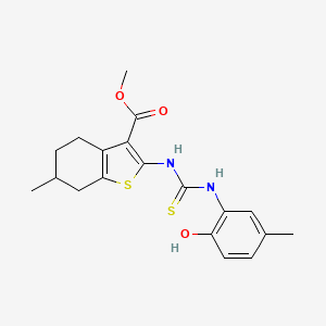 molecular formula C19H22N2O3S2 B4712093 methyl 2-({[(2-hydroxy-5-methylphenyl)amino]carbonothioyl}amino)-6-methyl-4,5,6,7-tetrahydro-1-benzothiophene-3-carboxylate 