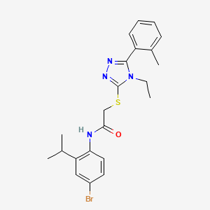 molecular formula C22H25BrN4OS B4712104 N-(4-bromo-2-isopropylphenyl)-2-{[4-ethyl-5-(2-methylphenyl)-4H-1,2,4-triazol-3-yl]thio}acetamide 