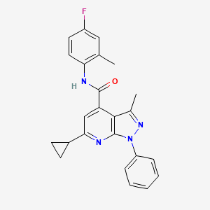 molecular formula C24H21FN4O B4712121 6-cyclopropyl-N-(4-fluoro-2-methylphenyl)-3-methyl-1-phenyl-1H-pyrazolo[3,4-b]pyridine-4-carboxamide 