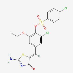 2-chloro-6-ethoxy-4-[(2-imino-4-oxo-1,3-thiazolidin-5-ylidene)methyl]phenyl 4-chlorobenzenesulfonate