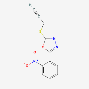 molecular formula C11H7N3O3S B4712273 2-(2-nitrophenyl)-5-(2-propyn-1-ylthio)-1,3,4-oxadiazole 