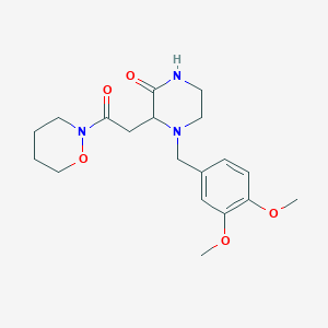 4-(3,4-dimethoxybenzyl)-3-[2-(1,2-oxazinan-2-yl)-2-oxoethyl]-2-piperazinone