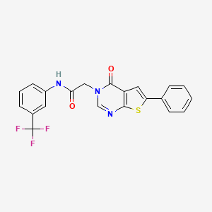 molecular formula C21H14F3N3O2S B4712328 2-(4-oxo-6-phenylthieno[2,3-d]pyrimidin-3(4H)-yl)-N-[3-(trifluoromethyl)phenyl]acetamide 