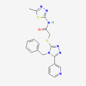 molecular formula C19H17N7OS2 B4712332 2-{[4-benzyl-5-(3-pyridinyl)-4H-1,2,4-triazol-3-yl]thio}-N-(5-methyl-1,3,4-thiadiazol-2-yl)acetamide 