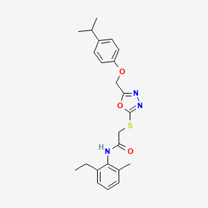 molecular formula C23H27N3O3S B4712358 N-(2-ethyl-6-methylphenyl)-2-({5-[(4-isopropylphenoxy)methyl]-1,3,4-oxadiazol-2-yl}thio)acetamide 