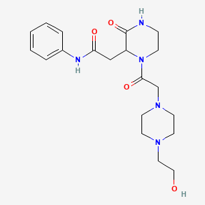 2-(1-{[4-(2-hydroxyethyl)-1-piperazinyl]acetyl}-3-oxo-2-piperazinyl)-N-phenylacetamide