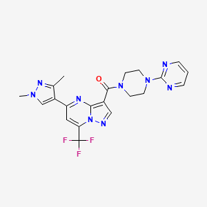 molecular formula C21H20F3N9O B4712372 5-(1,3-dimethyl-1H-pyrazol-4-yl)-3-{[4-(2-pyrimidinyl)-1-piperazinyl]carbonyl}-7-(trifluoromethyl)pyrazolo[1,5-a]pyrimidine 