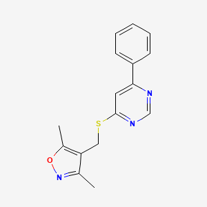 molecular formula C16H15N3OS B4712398 4-{[(3,5-dimethylisoxazol-4-yl)methyl]thio}-6-phenylpyrimidine 