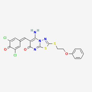 molecular formula C20H14Cl2N4O3S2 B4712444 6-(3,5-二氯-4-羟基苄亚叉)-5-亚氨基-2-[(2-苯氧基乙基)硫]-5,6-二氢-7H-[1,3,4]噻二唑并[3,2-a]嘧啶-7-酮 