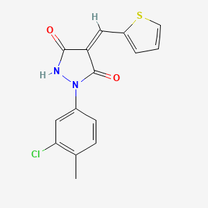 molecular formula C15H11ClN2O2S B4712480 1-(3-chloro-4-methylphenyl)-4-(2-thienylmethylene)-3,5-pyrazolidinedione 