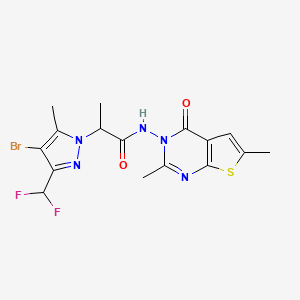 2-[4-bromo-3-(difluoromethyl)-5-methyl-1H-pyrazol-1-yl]-N-(2,6-dimethyl-4-oxothieno[2,3-d]pyrimidin-3(4H)-yl)propanamide