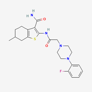 molecular formula C22H27FN4O2S B4712533 2-({[4-(2-fluorophenyl)-1-piperazinyl]acetyl}amino)-6-methyl-4,5,6,7-tetrahydro-1-benzothiophene-3-carboxamide 